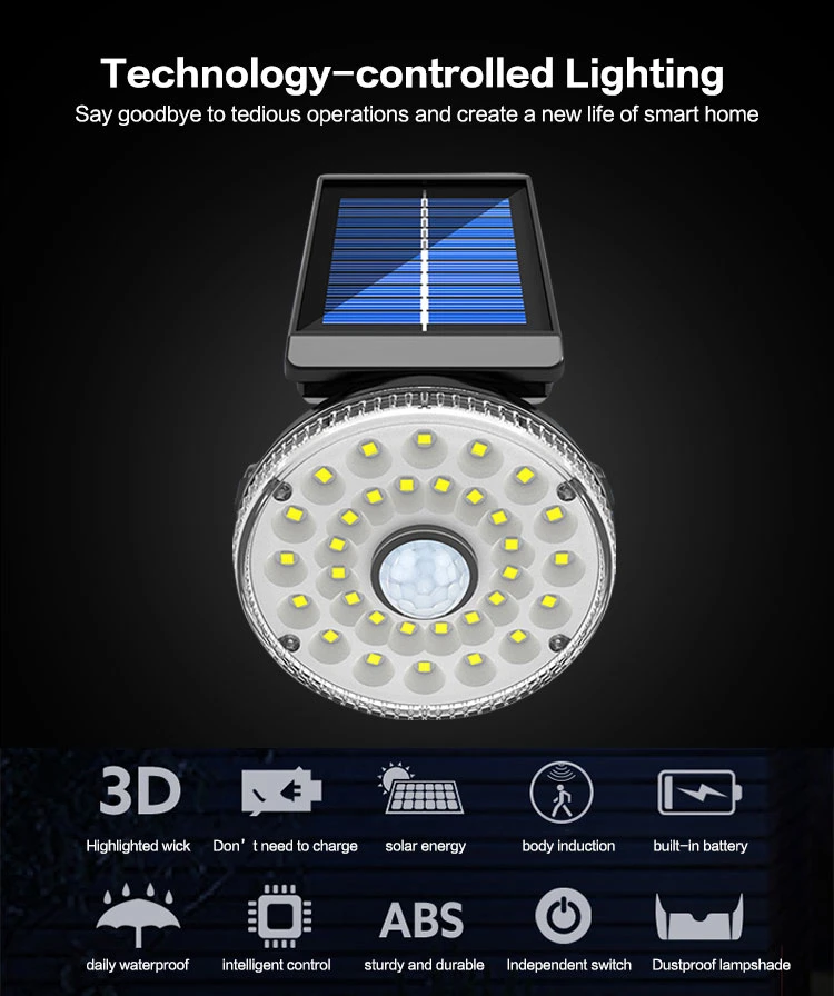 Brightenlux Technology-Controlled Ipx4 Waterproof Lighting Solar Energy Sensor Wall Lamp with 3 Light Modes