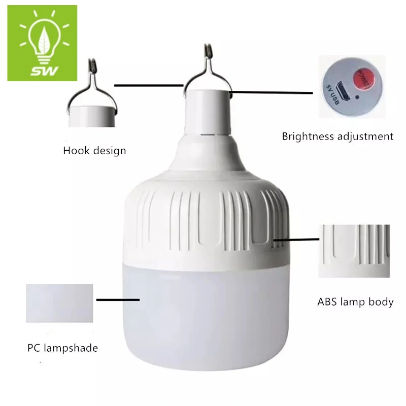 A60 Shape Dimmable Factory Direct Sales 7W 9W 12W Rechargeable LED Emergency Bulb E27 E26 B22 Battery Lamp Indoor Home Outdoor Camping Light