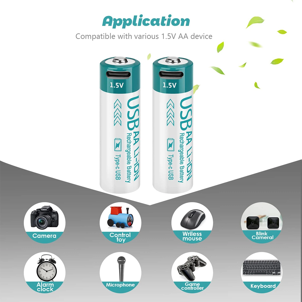 USB AA Rechargeable Battery 1.5V Lithium AAA Batteries for Home Appliances