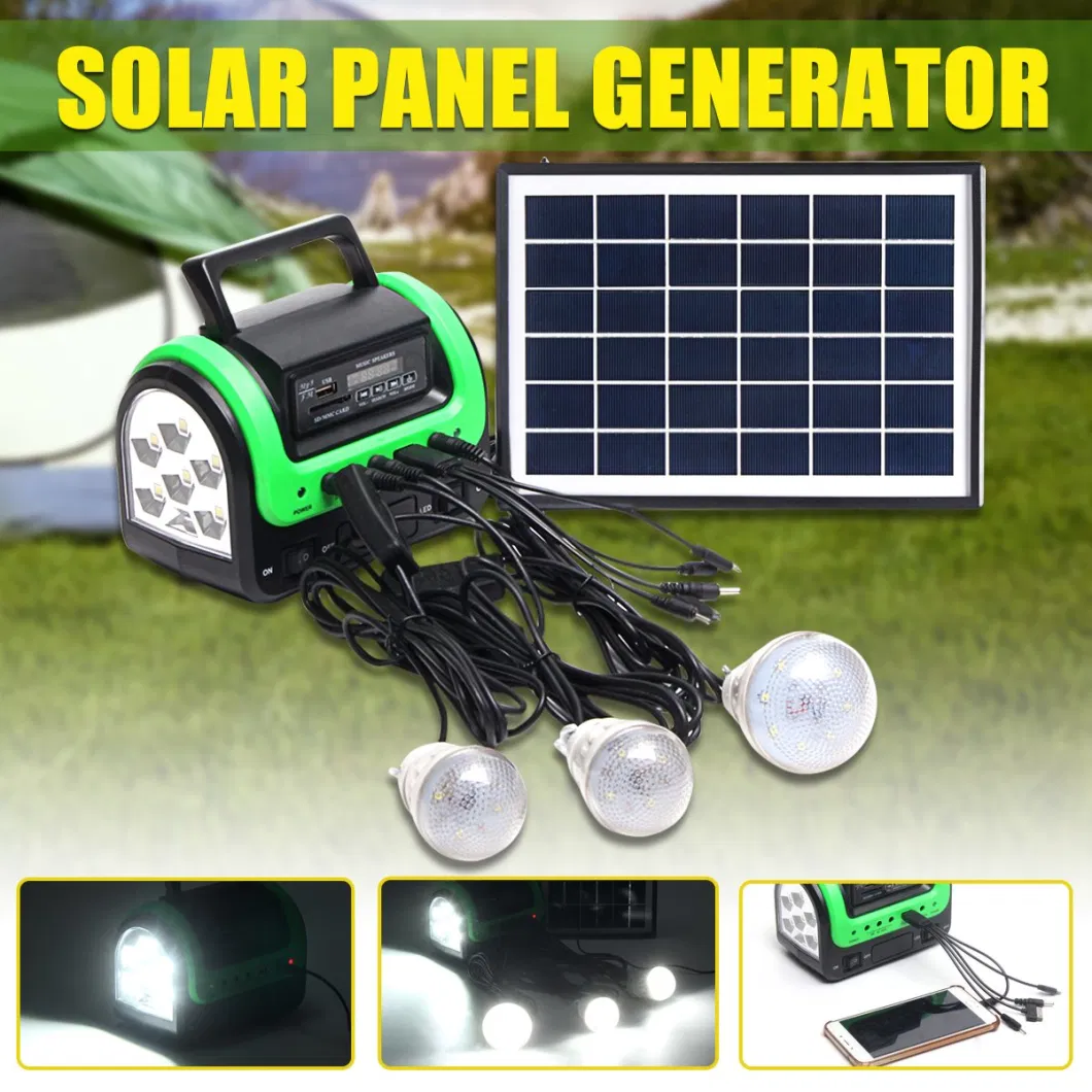 Solar Powered Small System with Bluetooth Radio Lighting Listening to Radio Outdoor Camping Car Maintenance Lights