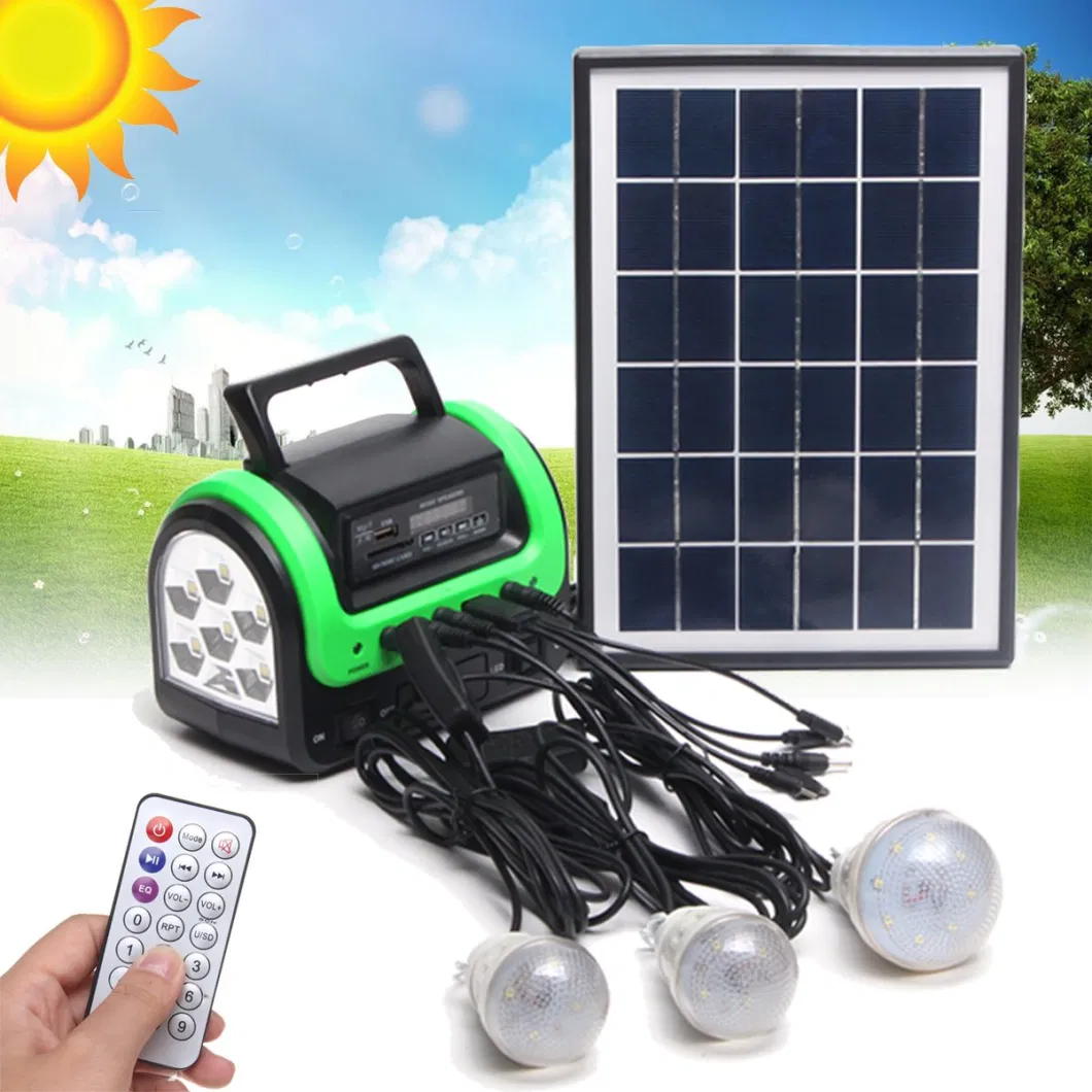 Solar Powered Small System with Bluetooth Radio Lighting Listening to Radio Outdoor Camping Car Maintenance Lights