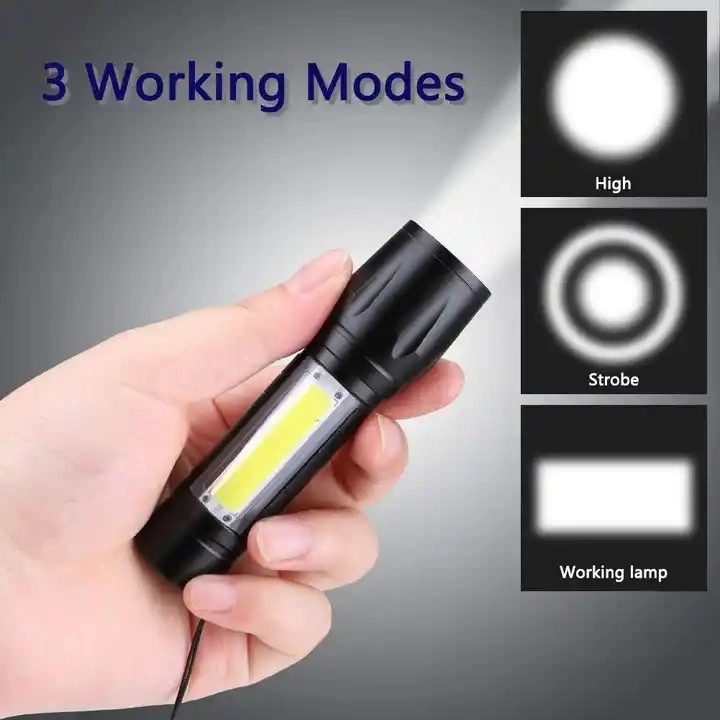 Mini Aluminum Alloy Flood Light Torch COB LED USB Rechargeable Torch Zoom Flashlight