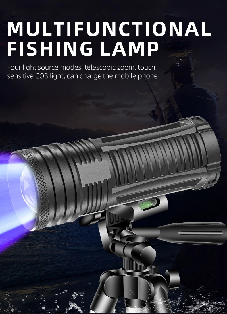 Popular Outdoor Camping Night Four-Color Light Source Fishing Light LED Rechargeable High-Power Night Fishing Lighting