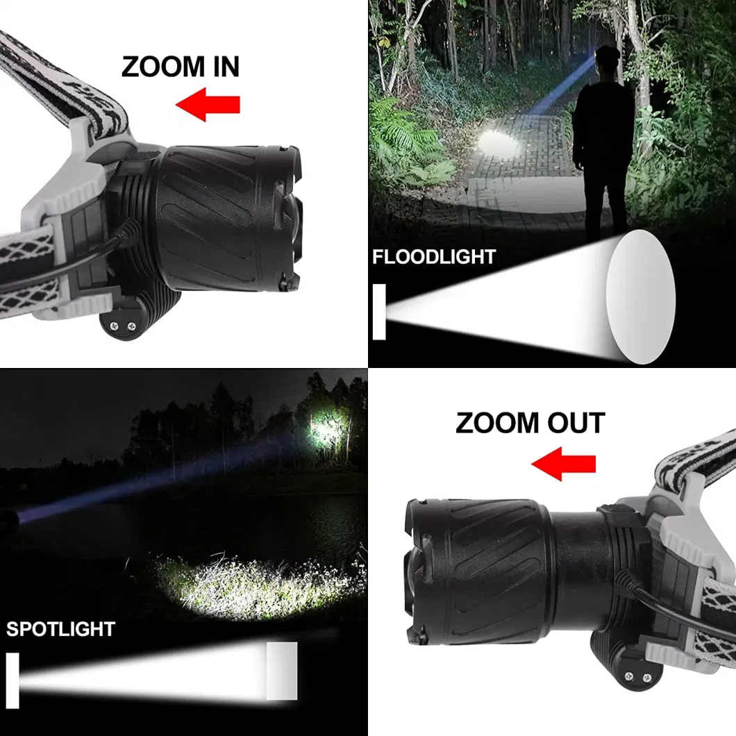 Helius 100000lumen Xhp99 4modes Zoomable Power Display Warn Light Rechargeable LED Headlamp