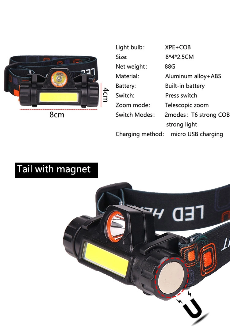 Brightenlux China 1 COB LED 300 Lumen 90 Adjustable Waterproof Multifunctional Sensor Rechargeable COB LED Tactical Mini Headlamp