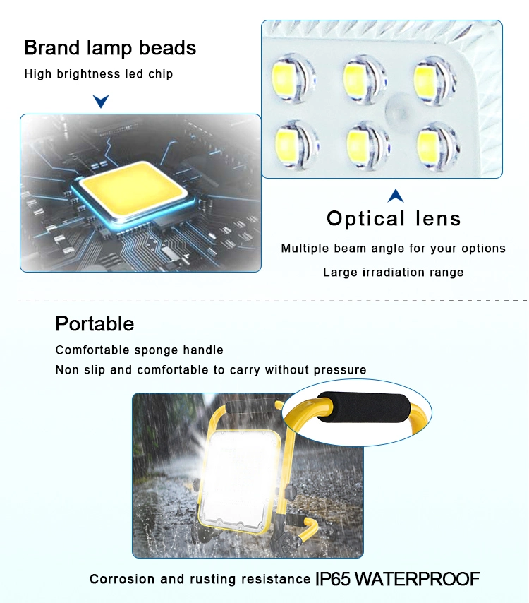 Explosion Proof Portable Camping Hiking Aluminum 100W Rechargeable Handheld LED Work Light