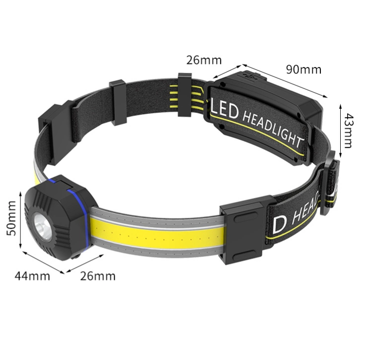 Newest Design 500 Lumen COB Head Torch Lamp Rechargeable Head Torch Portable LED Headlight Camping COB LED Headlamp with Warning Lighting