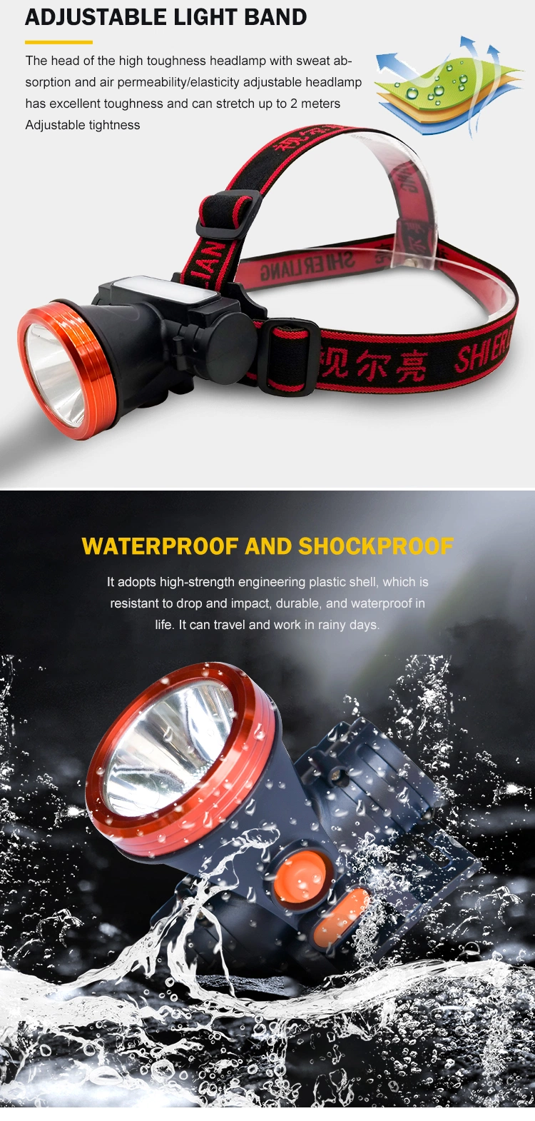 Amazon Hot Sell Head Flashlight Waterproof Outdoor LED Camping Emergency Light Headlamp