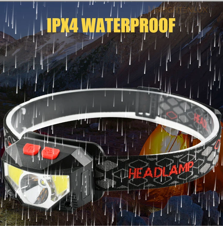 Brightenlux Custom Running Hiking Long Range Sensor USB Rechargeable Headlamp LED, Ipx4 Waterproof COB LED Headlamp Rechargeable