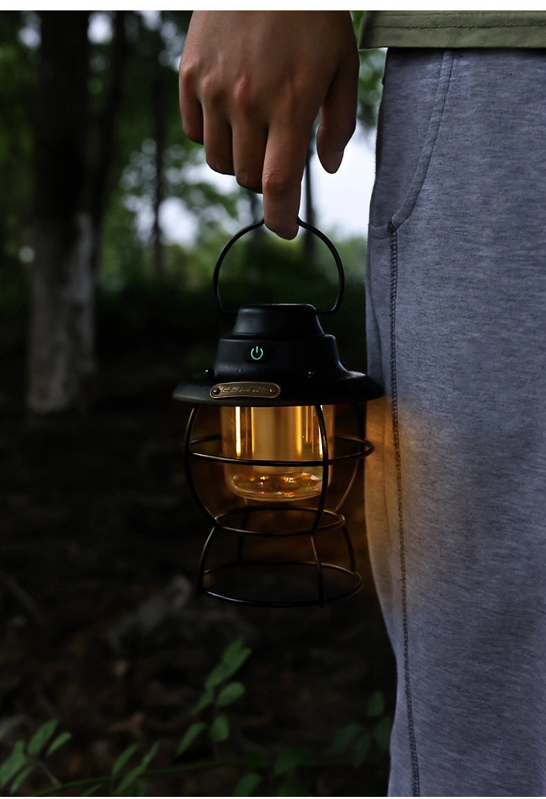 Goldmore4 Portable Rechargeable Vintage LED Retro Camping Lantern Hanging Tent Lamp Emergency Light Outdoor Camping Light LED