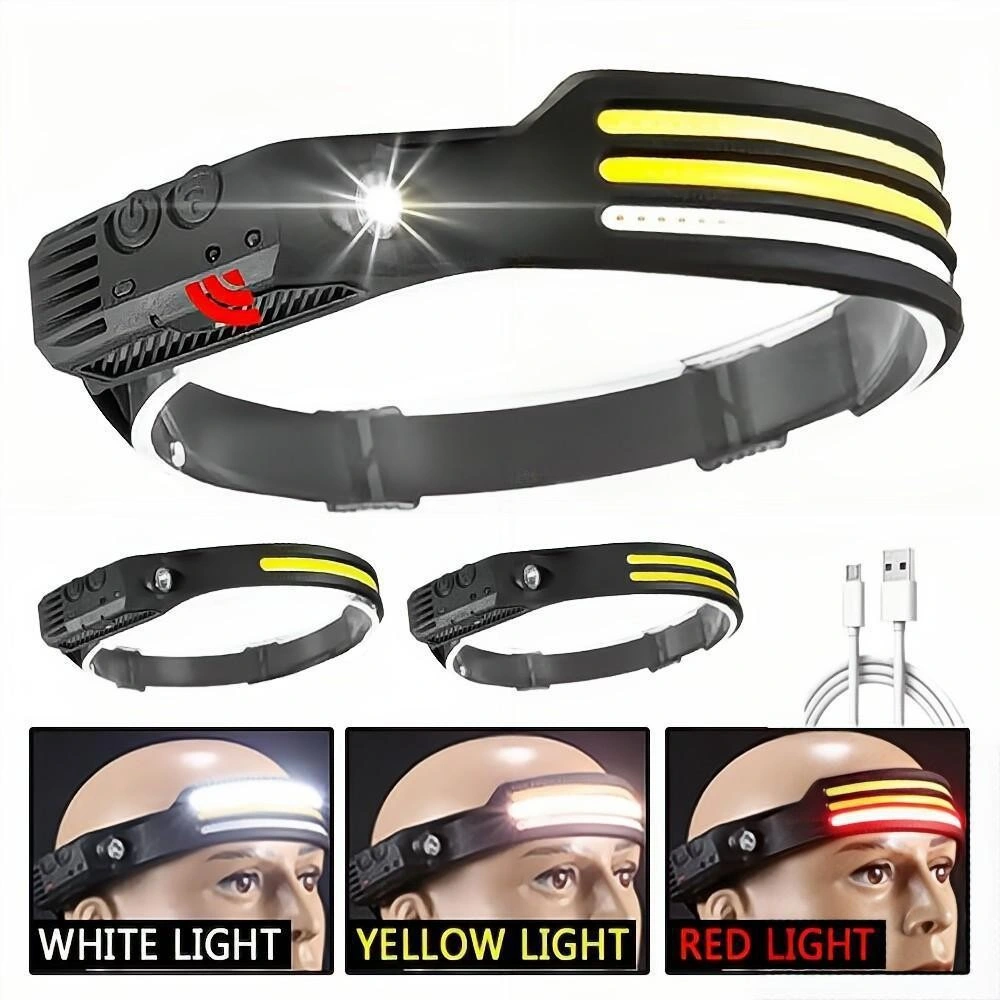 Wave Induction Strong Light Outdoor Camping Running Fishing COB Headlamp