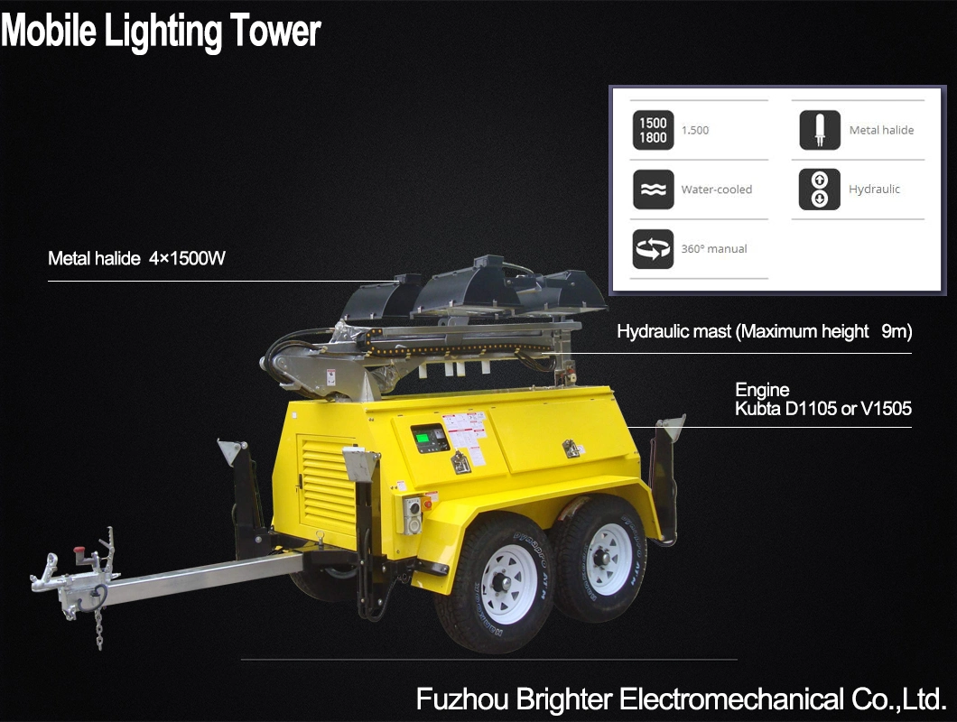 Camping Lamp Emergency Mobile Tower Light with Diesel Generator and Yanmar Power