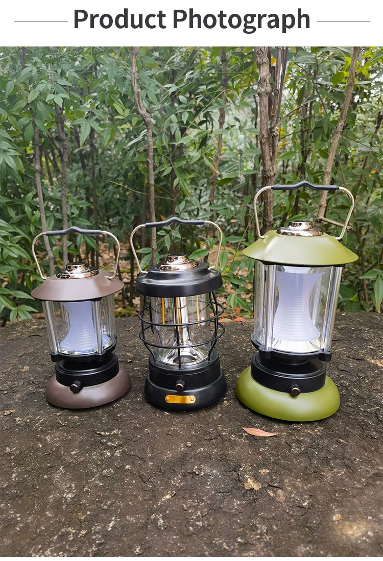 Outdoor Camping Essentials Portable Atmosphere Lamp Rechargeable Stepless Adjustable Light Source Retro LED Lantern