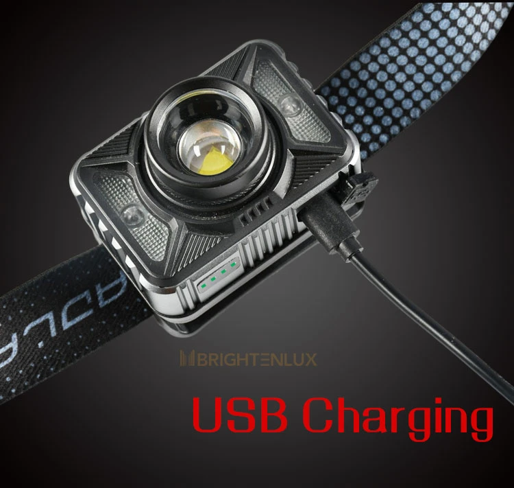 Brightenlux 60 Adjustable Zoomable USB Charging Sensor Function LED Headlamp Headlight with 4 Lighting Modes