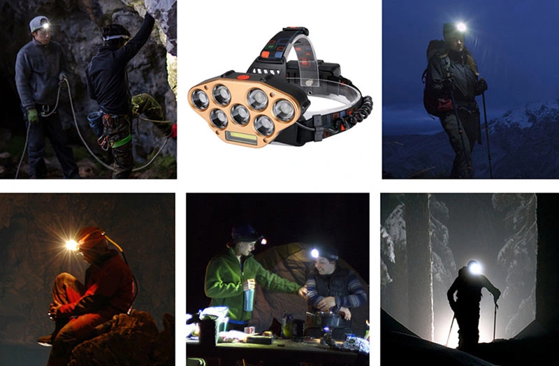 High Quality Camping Powerful Head Torch Lamp Rechargeable LED Headlight with Aluminum Head Light Lence Zooming Waterproof LED Headlamp