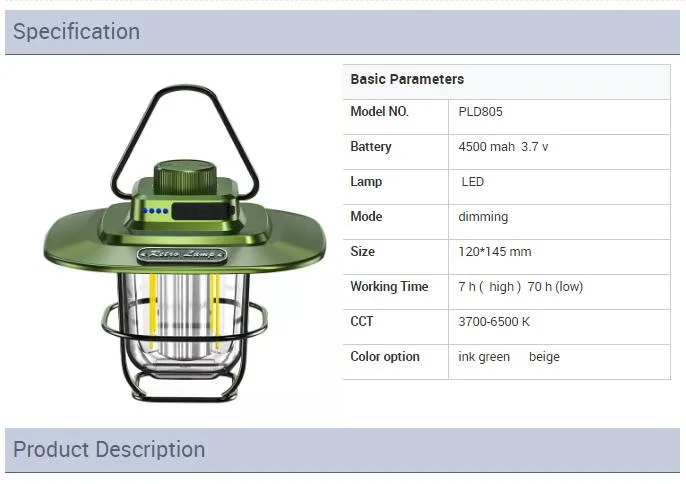 New Design LED Atmosphere Tent Light Rechargeable Camping Light