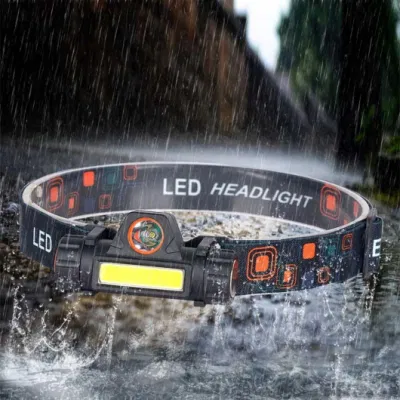 Helius zoombare integrierte Batterie Camping COB USB wiederaufladbare LED-Stirnlampe