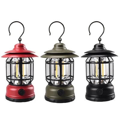  Retro Camping Light Lampe 1200mAh Batterie betriebene LED-Zelt-Licht Mit aufladbarer Camping-Laterne für den Innenbereich im Freien