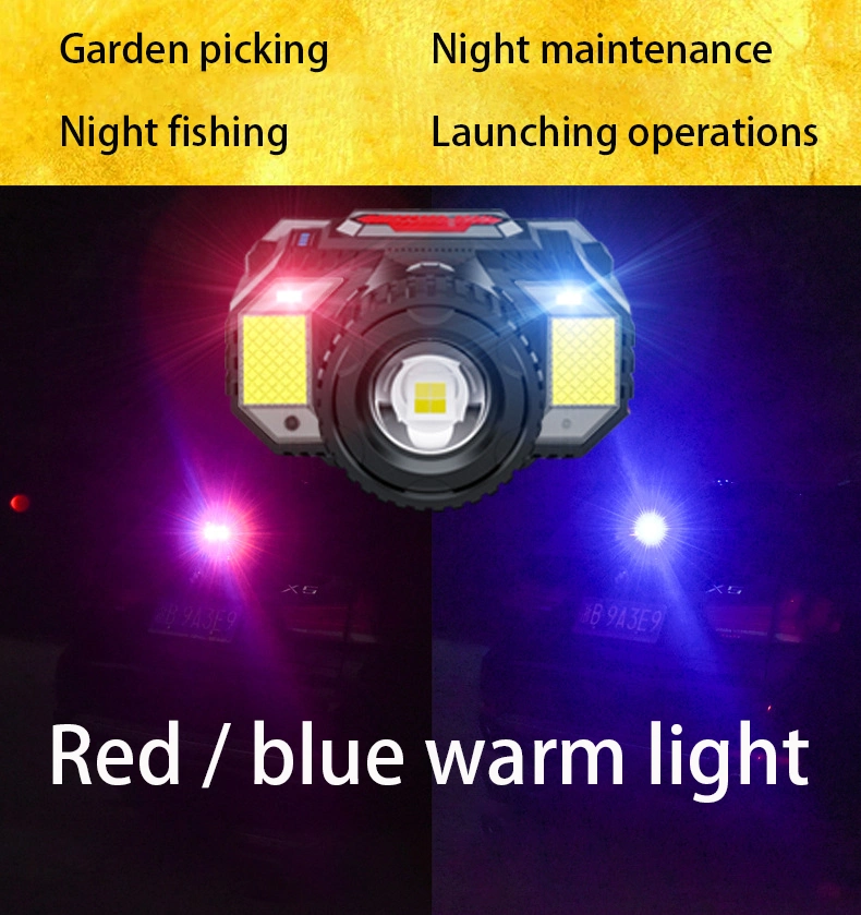 Outdoor Lighting LED Strong Light Lighting USB Charging Super Endurance Head-Mounted Strong Light Zoom Sensor Headlight