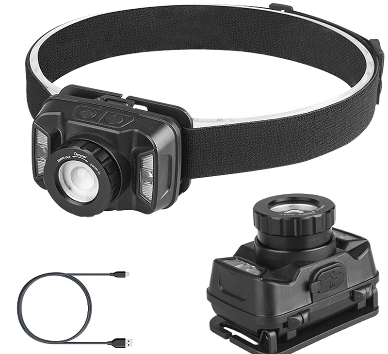 Wholesale Ultra-Bright Head Torch Lamp Portable Headlight Zooming Adjustable Head Torch Light Rechargeable COB LED Headlamp with Sensor Switch