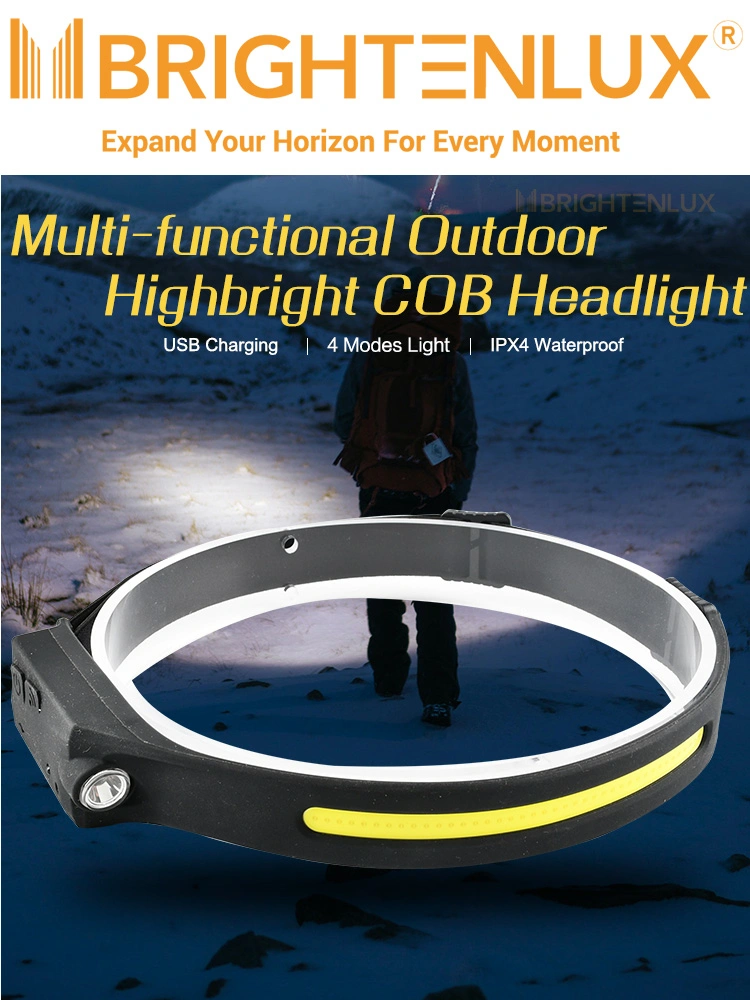 Brightenlux High Power Mini LED Headlampvwaterproof Induction Rechargeable Camping COB Sensor Headlamp