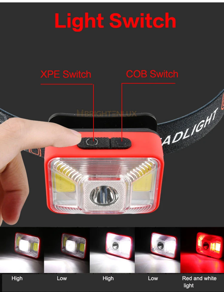 Brightenlux Factory Wholesale Waterproof Emergency Rechargeable COB LED Tactical Mini Headlamp