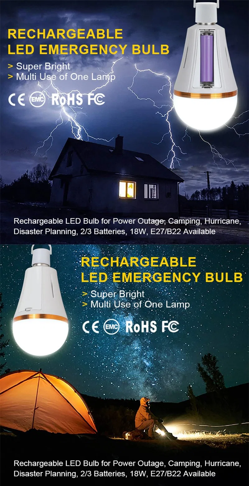 Hurricane Supplies 15W Emergency Rechargeable Camping LED Light Bulbs