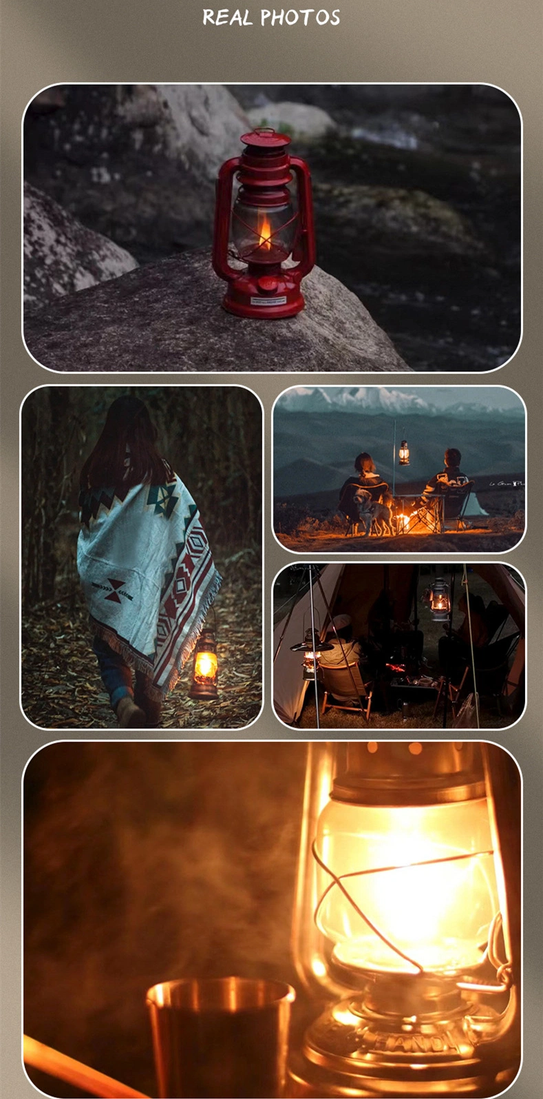 LED Retro Kerosene Outdoor Camping Atmosphere Oil Lamp Tent Laterns Camping Light