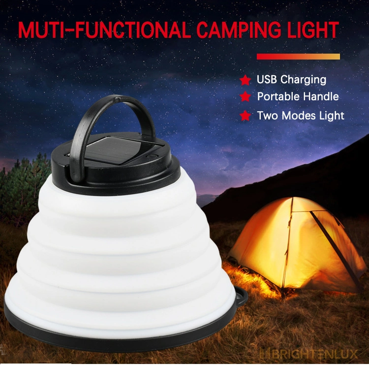 Glodmore2 USB Charging Folding Mini Long Range 7 LED White Solar Camping Light with Hook