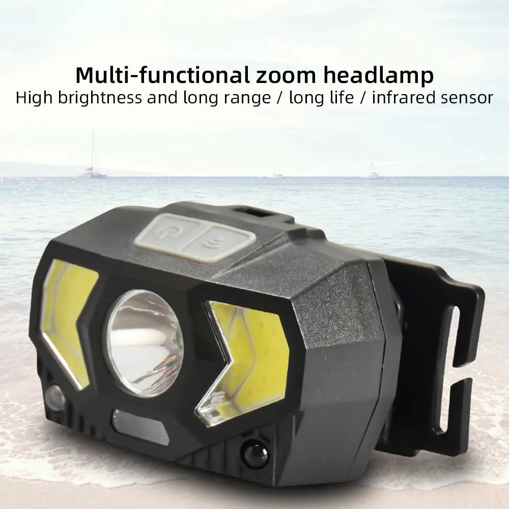 USB Charging Motion Sensor LED Strong Light Outdoor Running Night Riding Headlamp