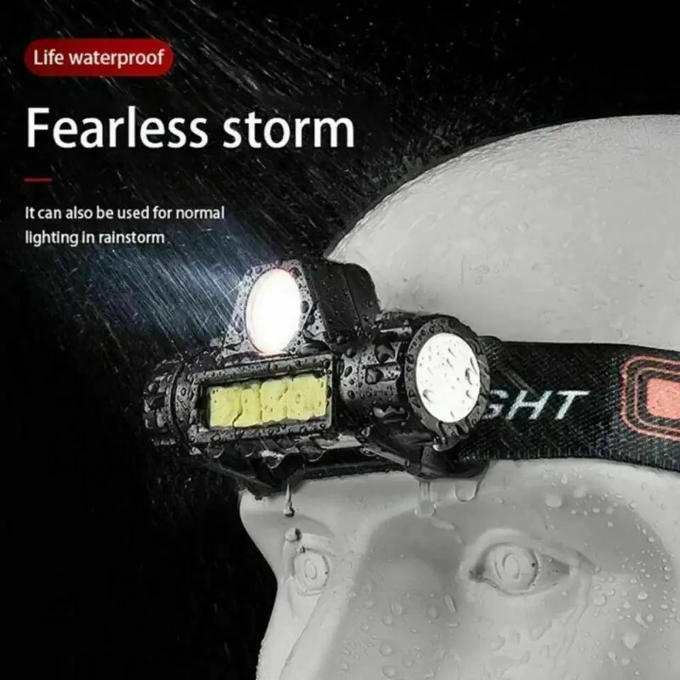 Waterproof Mini LED Headlamp with COB LED Sensor Headlight Rechargeable Head Torch