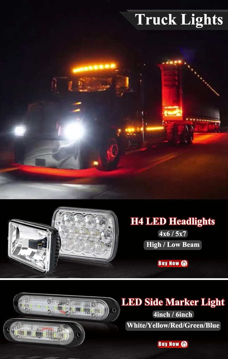 12V/24V LED High/Low Light Truck Strong Illuminating Headlight Poles Protected LED Light off-Road Vehicle Fog Light