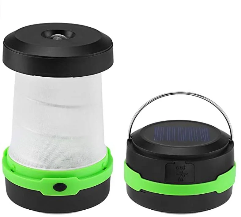 Collapsible Mini Solar LED Camping Lantern Lights Rechargeable and Folding Camping Lamp with Power Bank Function Potable Solar Camping Light