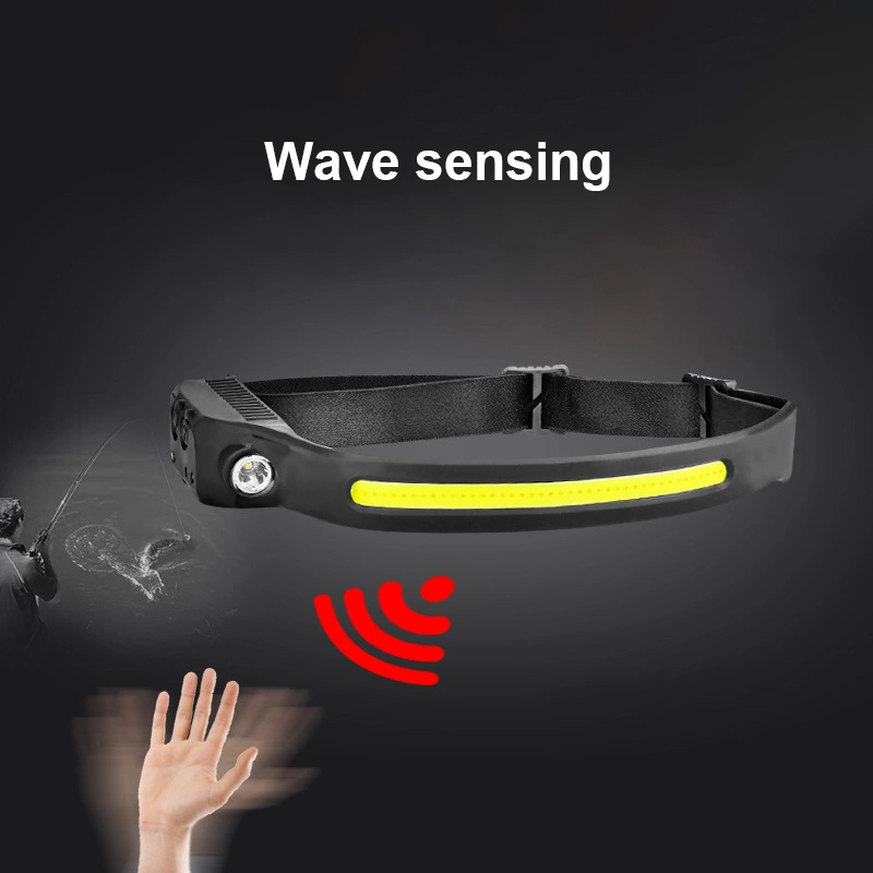 COB Wave Sensing Multi-Mode Headlamp Red Warning Light Built-in Lithium Battery Silica Gel LED Headlight