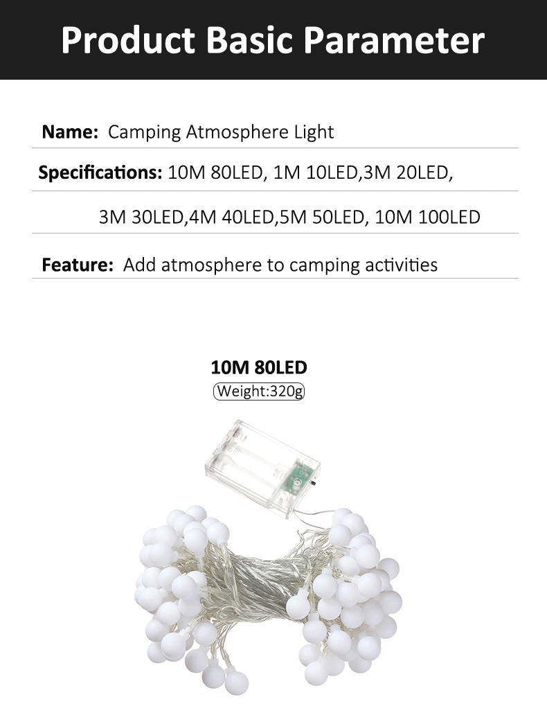 LED Light String Glowing Bubble Wave Waterproof Ball Factory Wholesale Gypsophila Camping Tent Outdoor Atmosphere Light String