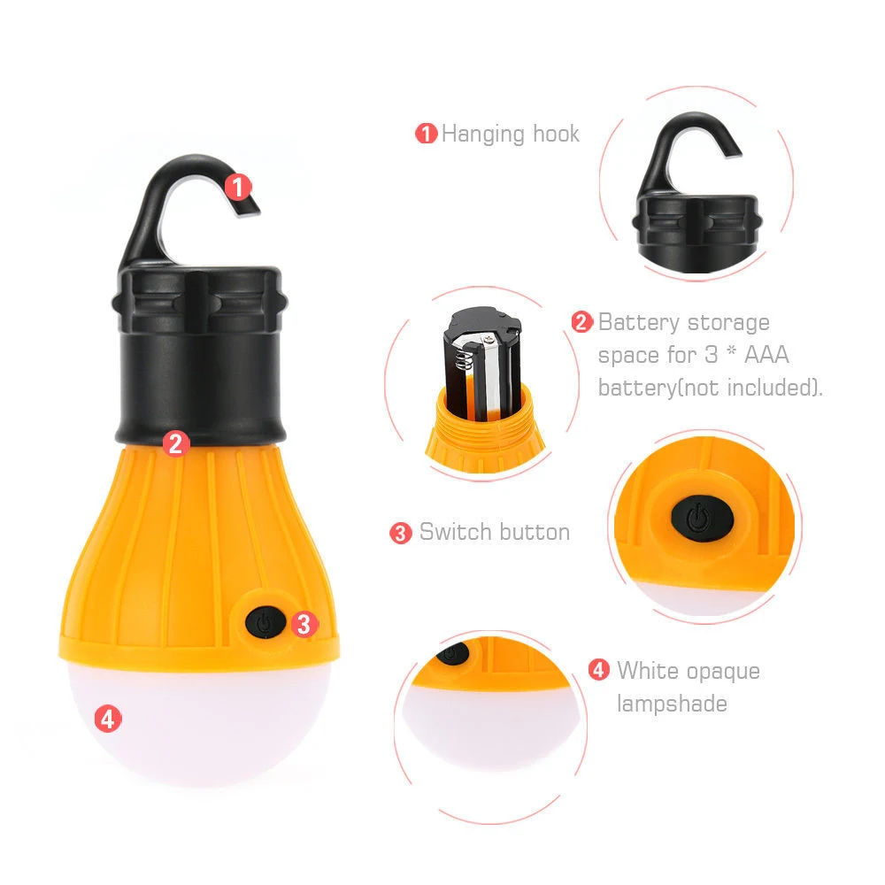 Lightweight Portable Outdoor Decor Mini Lamp Lanterns Tent Accessories 3 LEDs Hanging Hiking Camping Lights