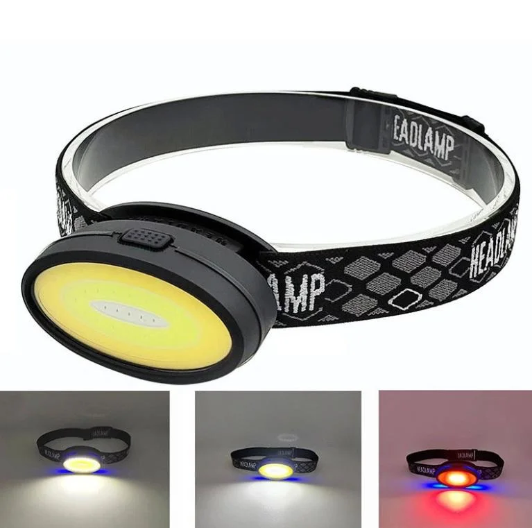 3 Work Modes Outdoor Emergency Rechargeable COB Headlamp with Red Flashing for Camping Hunting Waterproof LED Headlamp