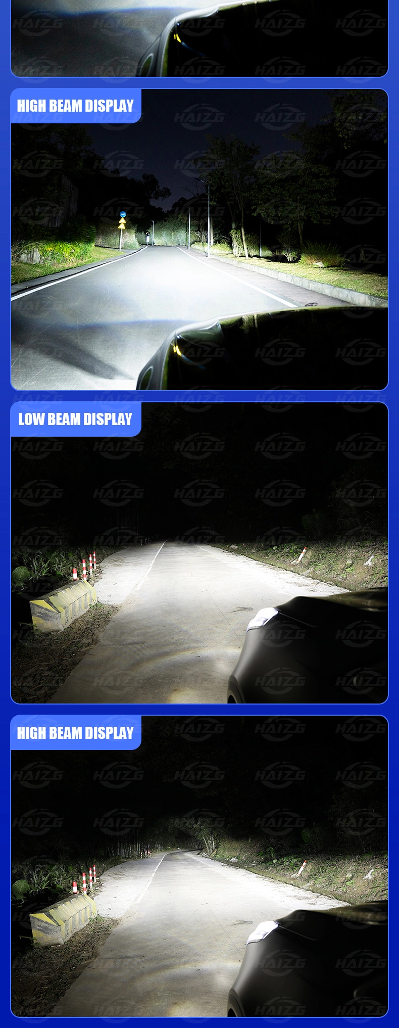 Haizg Hot Sale Car Light 150W Canbus Auto LED Headlight with Logo