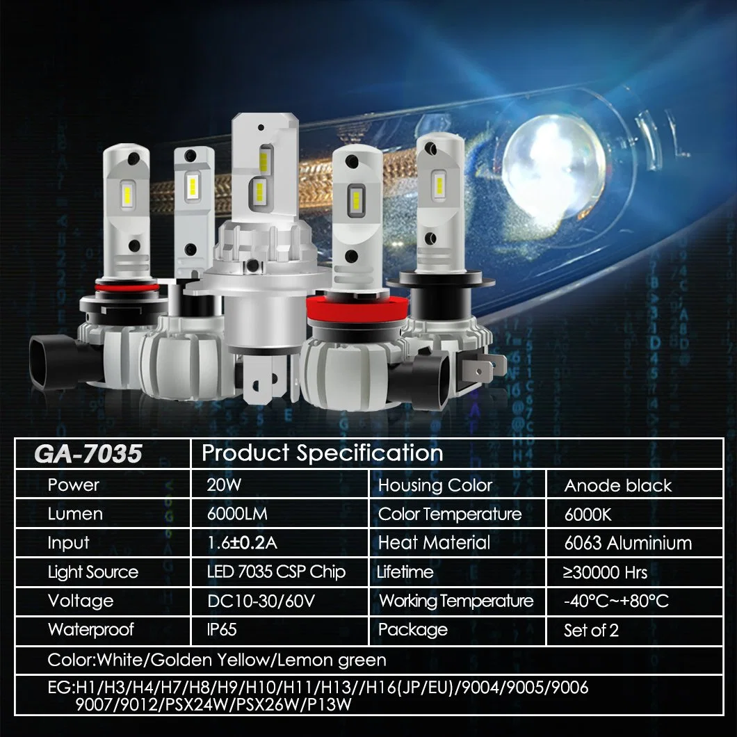 G-View GA-7035 High Quality Super Canbus Auto Lighting System Car LED Headlights