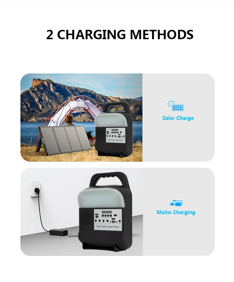 Portable 12V DC Output USB Port Rechargeable Camping Lighting Kit Home Power Solar Energy Systems Small Scale Solar Power Kits