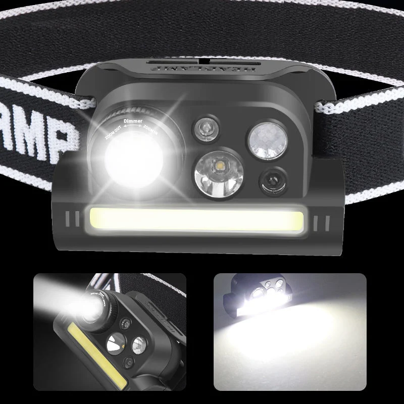 Mini Sensor LED Headlamp USB Rechargeable Camping Head Lamp