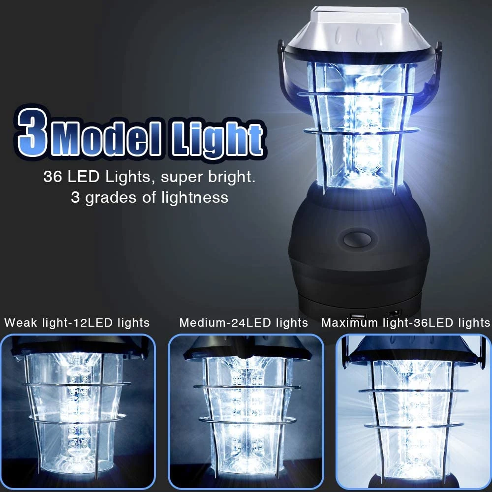 Solar Powered LED Camping Lantern Rechargeable Lamp LED Powerful Outdoor Solar Portable Camping Lights