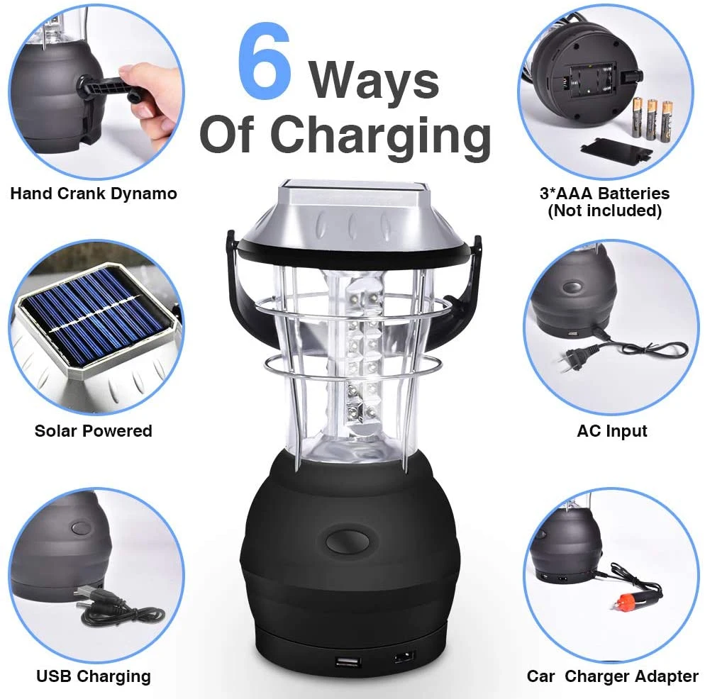 Solar Powered LED Camping Lantern Rechargeable Lamp LED Powerful Outdoor Solar Portable Camping Lights