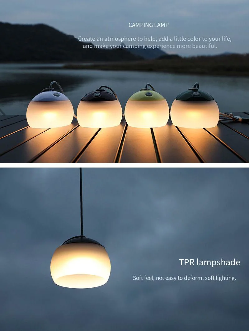 Outdoor Light Waterproof and Bright LED Camp Tent Light Waterproof Camping Light Silicone Hanging Light USB Charging Camping Light