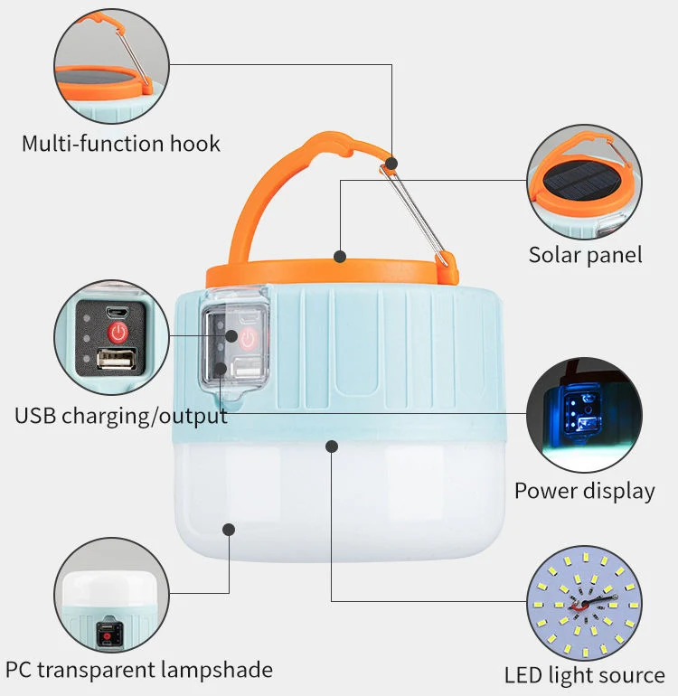 LED Solar Outdoor Waterproof Portable USB Phone Charge Lighting Camping Light