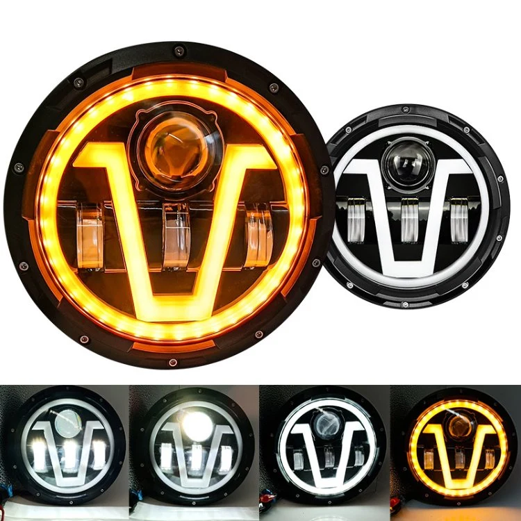 Truck Offroad Car Motorcycle DRL Halo Lights Waterproof Round 7inch LED Headlamp