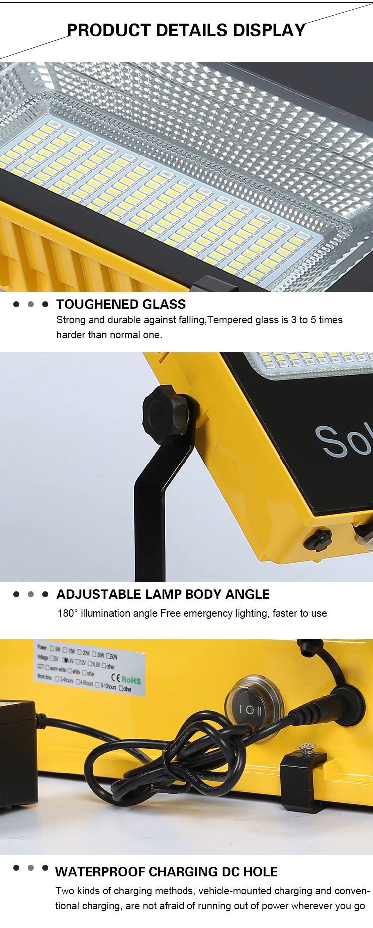 Handheld Lamp Working Fishing Camping Work Light Emergency Security LED Flood Light