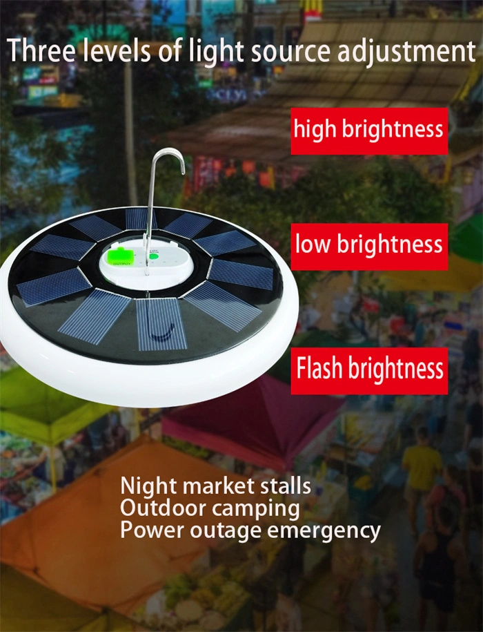 Solar Rechargeable Camping Light with LED Lantern, Portable Tent Lamp with Hanging Hook Energy Saving White Bulb