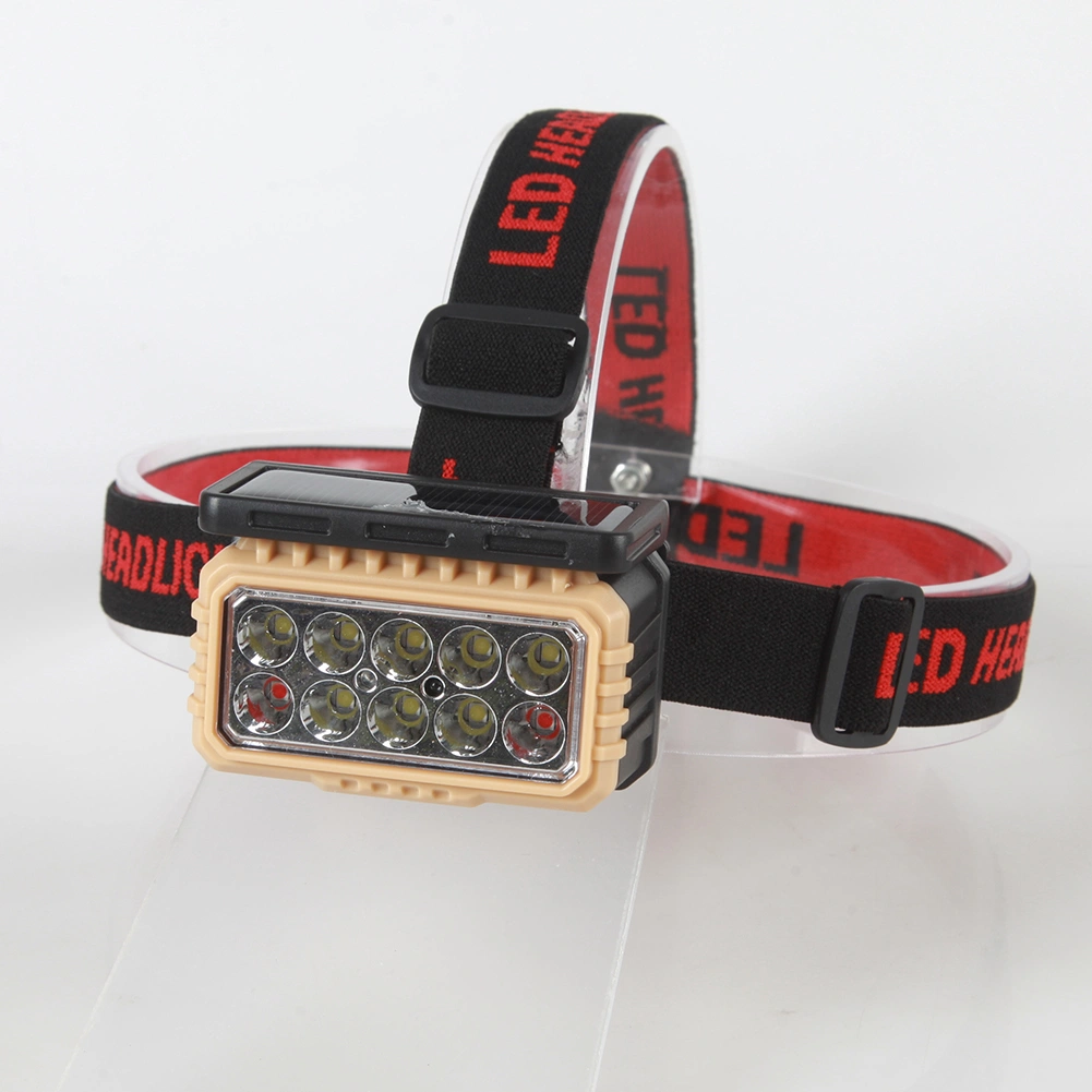 Yichen Solar Rechargeable LED Headlamp with Red Warning Light