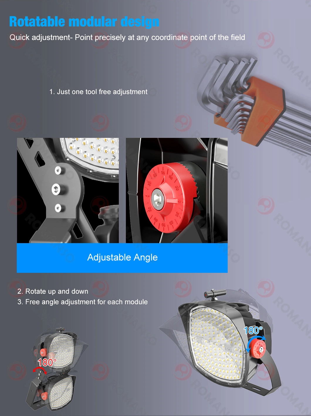 1500W High Power Tall Building Flood Lights 1000W Outdoor Stadium LED Underwater Narrow Angle Fishing Light